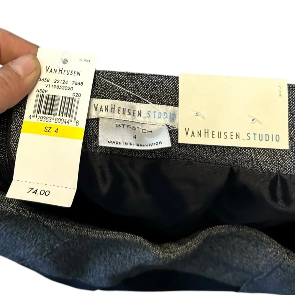 Womens Skirt Size 4 Black Grey Professional Structured Pencil Office Siren Work - Picture 5 of 8